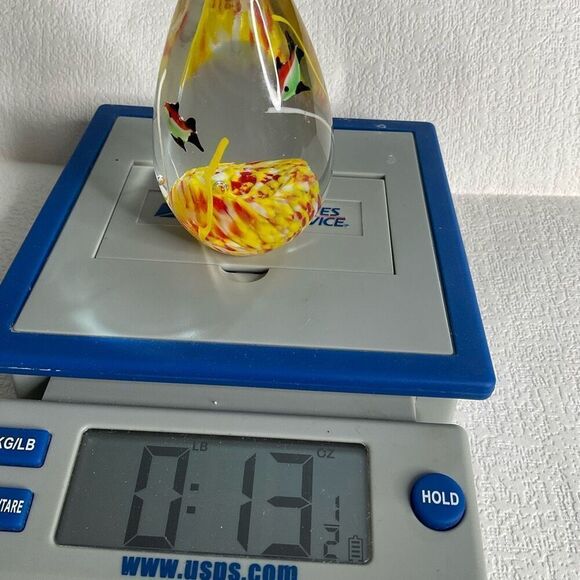 Vintage Murano Egg Shape Fish Millefiori Hand Blown Glass Unsigned Paperweight - Picture 2 of 12